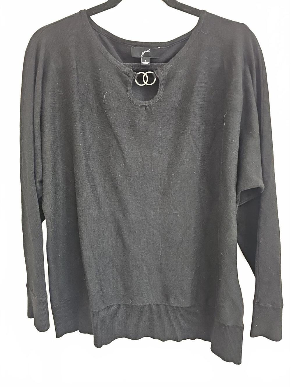 GNW Women's Size L Black Round Neck Sweater Top